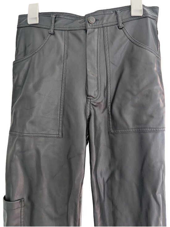 Zara Pants - Zara Faux Leather High Waisted Wide Leg Cargo Pants